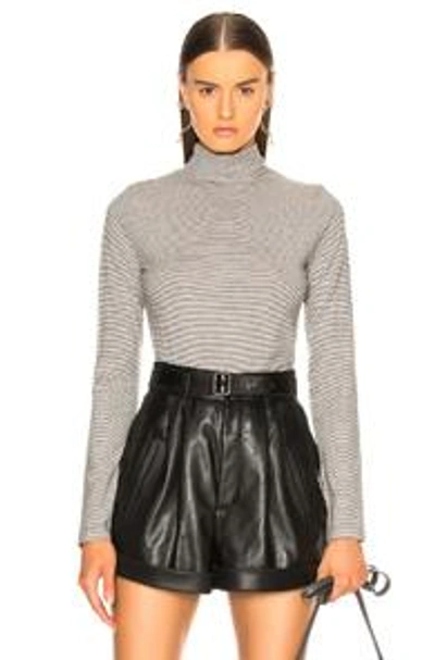 Nili Lotan Turtle Neck T Shirt In Dark Grey Stripe