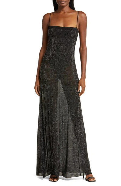 Afrm Shea Rhinestone Maxi Dress In Noir