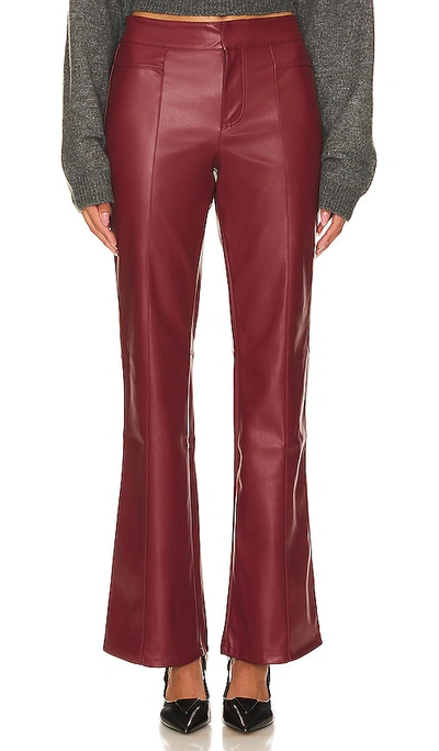 Free People Uptown High Waist Faux Leather Flare Trousers In Mulberries