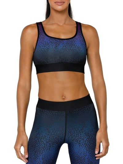 Cor Womens Scoop Neck Yoga Athletic Bra In Blue