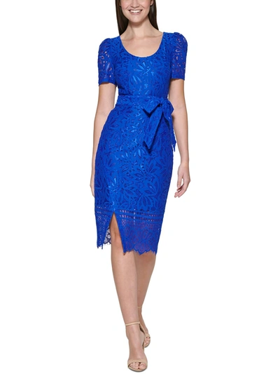 Kensie Womens Lace Midi Sheath Dress In Blue