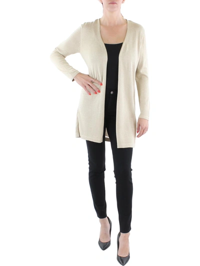 Sam & Jess Womens Shine Open Front Cardigan Sweater In Gold