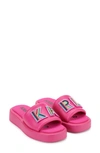 Karl Lagerfeld Opal Platform Slide Sandal In Shocking Pink