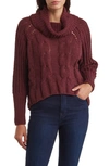 Dr2 By Daniel Rainn Turtleneck Crop High-low Sweater In Plum