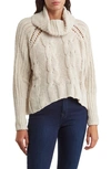 Dr2 By Daniel Rainn Turtleneck Crop High-low Sweater In Cream Ivory