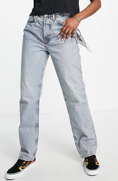 Topshop Bleached Dad Jeans In Light Blue