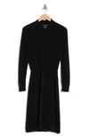 Sofia Cashmere Long Sleeve Cashmere Sweater Dress In Black