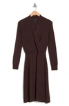 Sofia Cashmere Long Sleeve Cashmere Sweater Dress In Chocolate