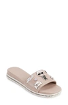Karl Lagerfeld Jeslyn Cate Pins Embellished Slide Sandal In Dune Pink