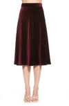 Alexia Admor Alania Pleated Velvet Midi Skirt In Burgundy