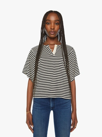 Mother The Fair And Square Tee Shirt White Midnight Stripe Tee Shirt In Neutral