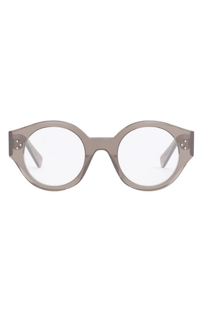 Celine 48mm Bold Round Optical Glasses In Light Brown/ Other