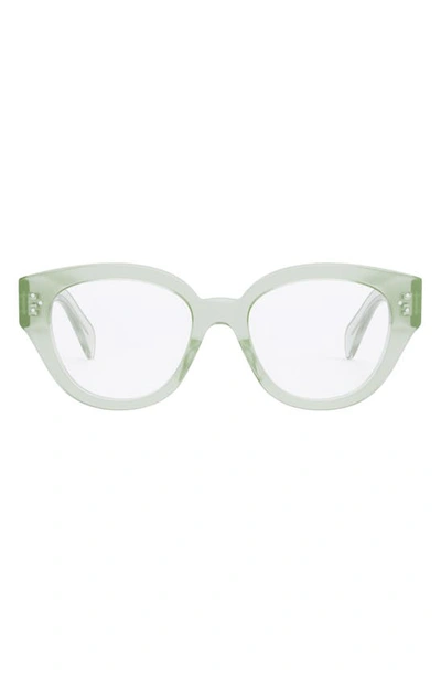 Celine 51mm Bold Optical Glasses In Shiny Light Green