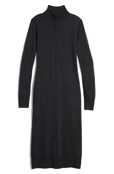 Vineyard Vines Mock Neck Long Sleeve Merino Wool Jumper Dress In Charcoal Heather