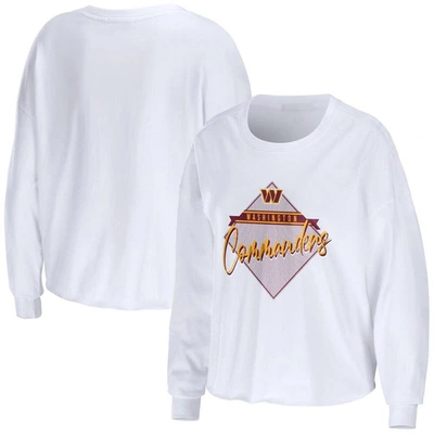Wear By Erin Andrews White Washington Commanders Domestic Cropped Long Sleeve T-shirt