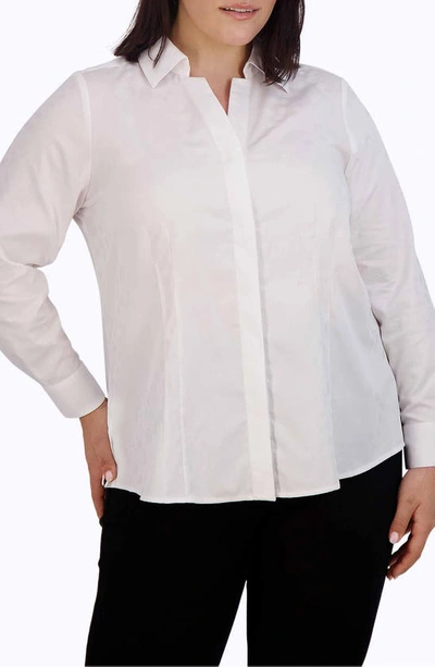 Foxcroft Taylor Pearls Jacquard Shirt In White