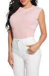 Guess Karmen Corset Detail Organic Cotton Blend T-shirt In Pink