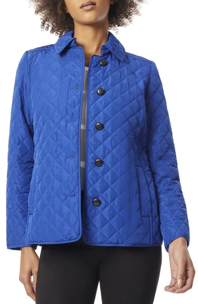 Jones New York Quilted Button Front Jacket In Blue