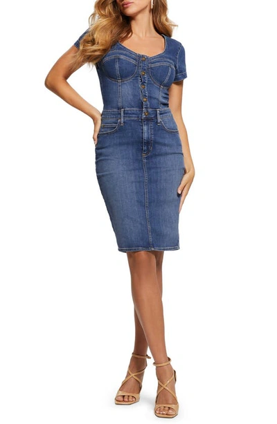 Guess Naomy Denim Dress In Blue