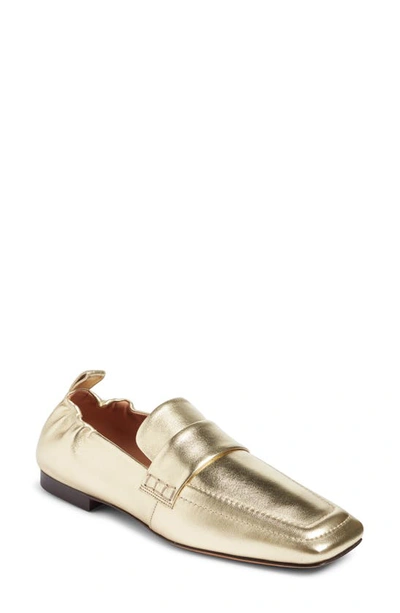 Mansur Gavriel Square Toe Loafer In Gold