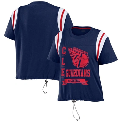 Wear By Erin Andrews Navy Cleveland Guardians Cinched Colorblock T-shirt