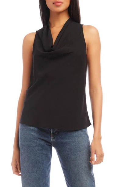 Fifteen Twenty Cowl Neck Sleeveless Top In Black