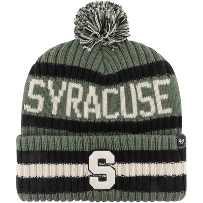 47 ' Green Syracuse Orange Oht Military Appreciation Bering Cuffed Knit Hat With Pom