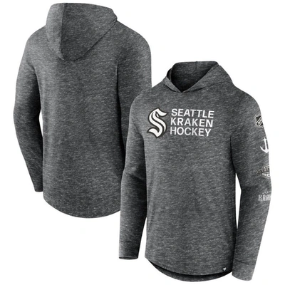 Fanatics Branded  Heather Charcoal Seattle Kraken Stacked Long Sleeve Hoodie T-shirt