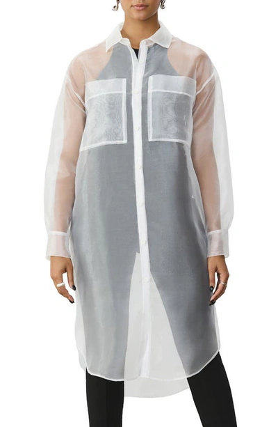 Gstq Sheer Button-up Tunic In White