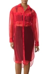 Gstq Sheer Button-up Tunic In Valentine Red