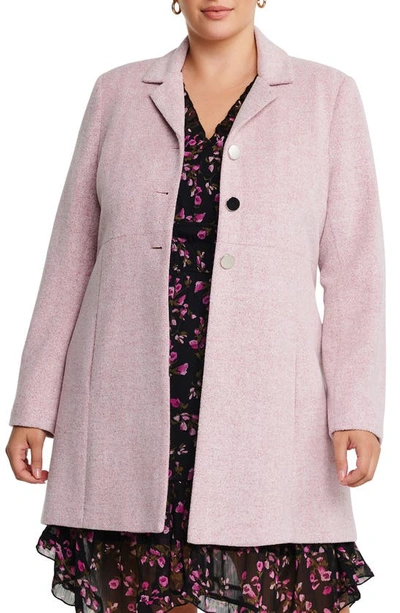 Estelle Floater Notched Lapel Coat In Dusty Pink