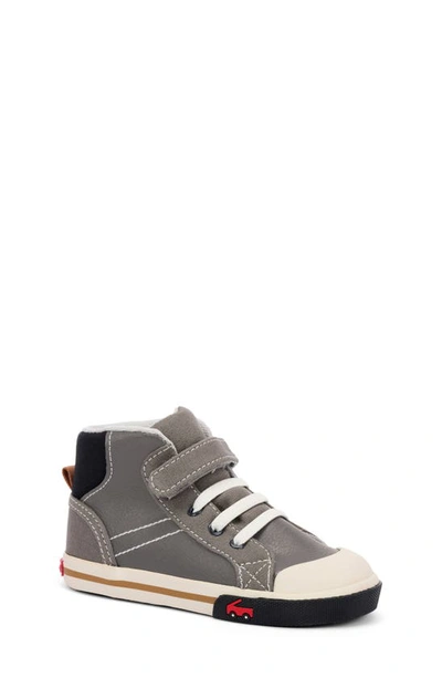 See Kai Run Kids' Dane High Top Sneaker In Gray Leather