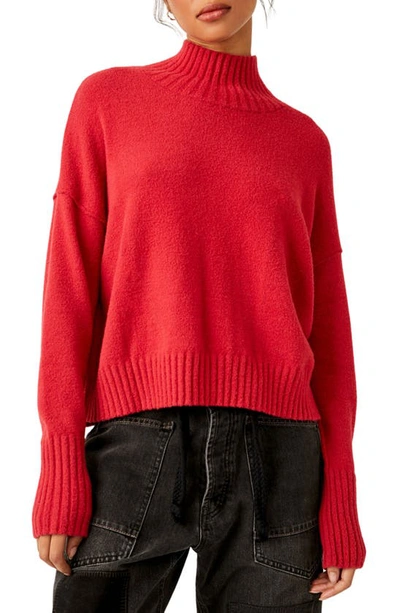 Free People Vancouver Mock Neck Sweater In Cranberry