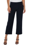Liverpool Los Angeles Chain Trim Crop Wide Leg Stretch Crepe Cargo Trousers In Onyx
