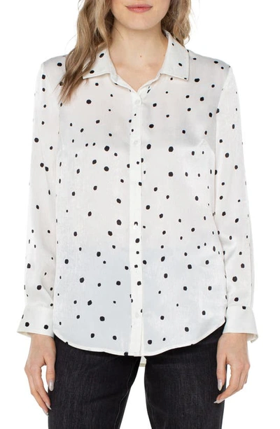 Liverpool Los Angeles Dotted Satin Button-up Shirt In Allover Painted Dot