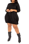 Buxom Couture Bubble Hem Cotton Blend Poplin Dress In Black