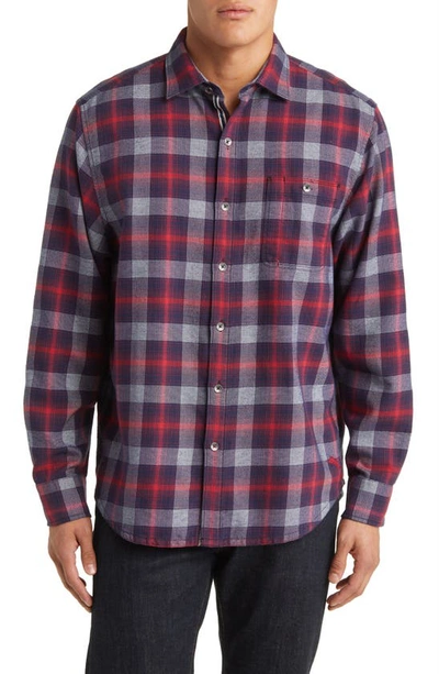 Tommy Bahama Canyon Beach Cozy Check Flannel Button-up Shirt In Pinot Noir