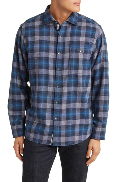 Tommy Bahama Canyon Beach Cozy Check Flannel Button-up Shirt In Teal Bay