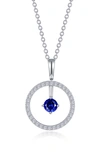 Lafonn Simulated Diamond Lab-created Birthstone Reversible Pendant Necklace In Blue/ September