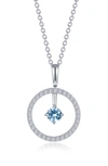 Lafonn Simulated Diamond Lab-created Birthstone Reversible Pendant Necklace In Aqua/ March