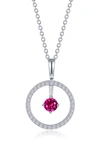 Lafonn Simulated Diamond Lab-created Birthstone Reversible Pendant Necklace In Red/ July