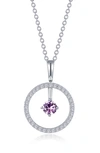 Lafonn Simulated Diamond Lab-created Birthstone Reversible Pendant Necklace In Purple/ February