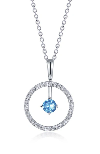 Lafonn Simulated Diamond Lab-created Birthstone Reversible Pendant Necklace In Light Blue/ December