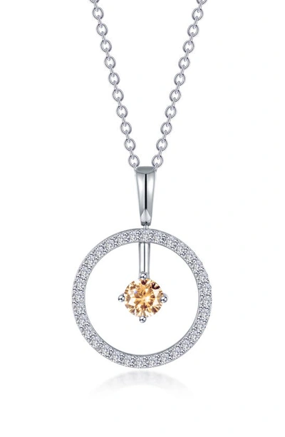 Lafonn Simulated Diamond Lab-created Birthstone Reversible Pendant Necklace In Yellow/ November