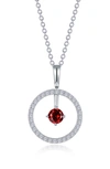 Lafonn Simulated Diamond Lab-created Birthstone Reversible Pendant Necklace In Red/ January