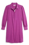 Vineyard Vines Long Sleeve Cotton Corduroy Popover Dress In Dahlia