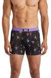 Saxx Vibe Boxer Briefs In Dancing Skellies- Black