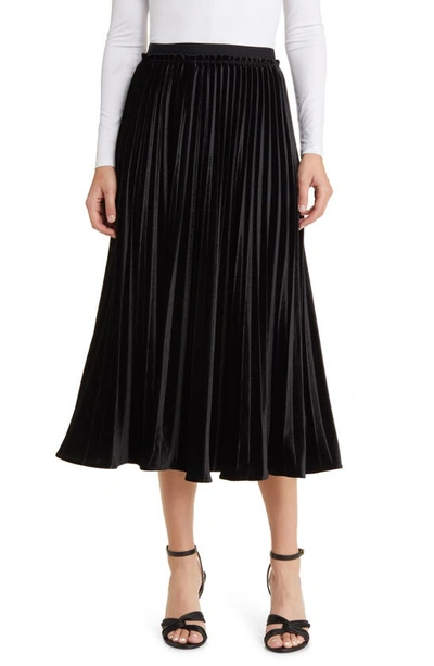 Ted Baker Pleated Satin Midi Skirt In Black
