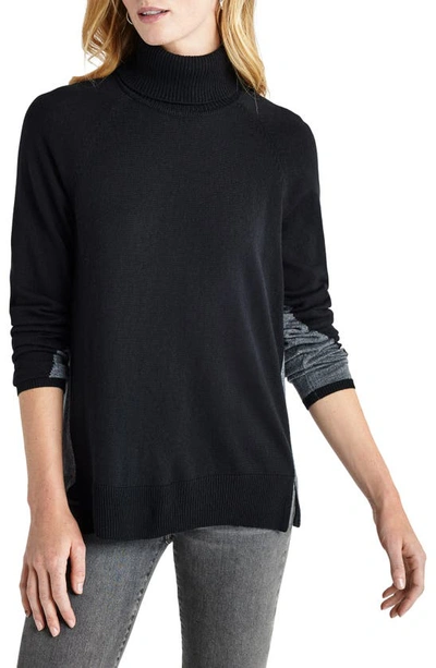 Splendid Elin Colorblock Turtleneck Sweater In Black/ Charcoal