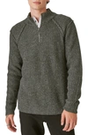 Lucky Brand Quarter Zip Tweed Sweater In Charcoal Heather Gray